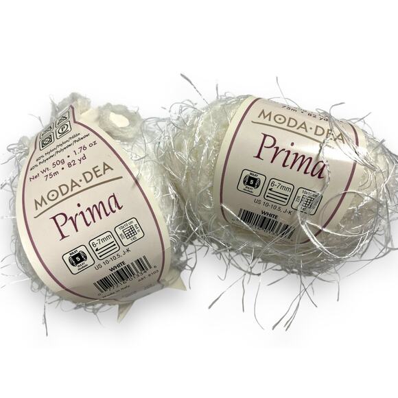 2 Skeins Moda Dea PRIMA Eyelash Fun Fur Yarn | 3010 White 🤍 Made in Italy - Picture 6 of 6